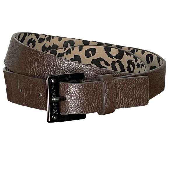 Betsey Johnson Dark Brown Belt With Leopard Interior Print 38” - Picture 1 of 9